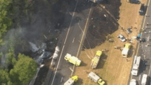 Three Commercial Trucks Involved in Fiery I-77 Pileup